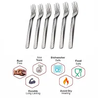 ZEVORA Stainless Steel Forks for Dining Table, Fork Set, 16 cm Length, Set of 6-thumb2