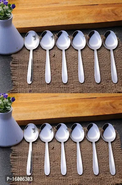 ZEVORA Stainless Steel Dinner Spoon Set of 12 Pcs. (16 cm)