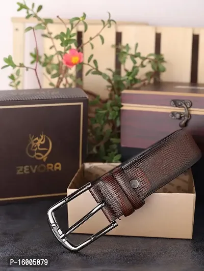 ZEVORA Dual color finest grain heavy buckle Men Belt leather formal(Brown color)-2a-thumb2