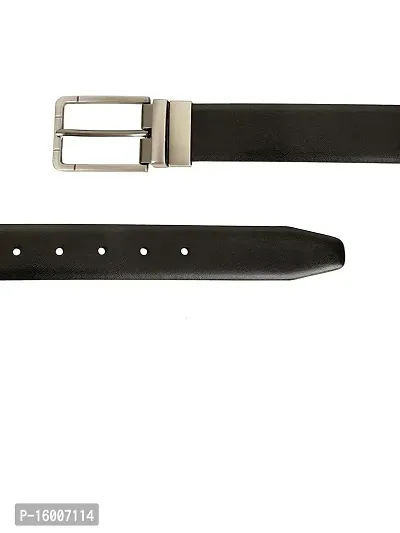 ZEVORA Men Reversible Leather Belt with Auto Turning Buckle (Black  Brown)-thumb3