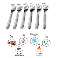 ZEVORA Stainless Steel Forks for Dining Table, Fork Set, 16 cm Length, Set of 6-thumb2