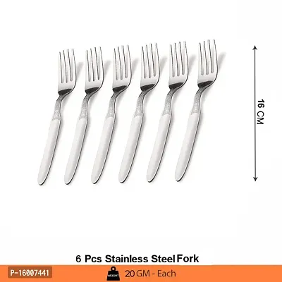 ZEVORA Stainless Steel Forks for Dining Table, Fork Set, 16 cm Length, Set of 6-thumb3