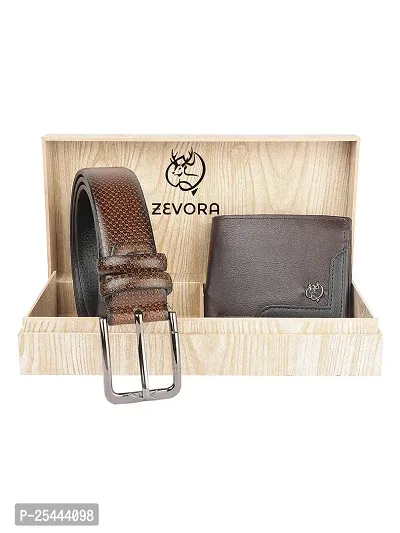 Zevora Men's Combo Pack of Wallet  Brown Belt Gift set(Pack Of 2)-thumb0