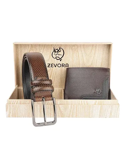 Zevora Men's Combo Pack of Wallet Belt Gift set(Pack Of 2)