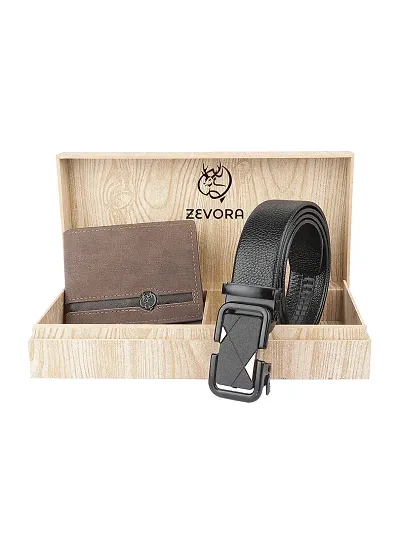 Zevora Men's Combo Pack of Wallet Belt Gift set(Pack Of 2)