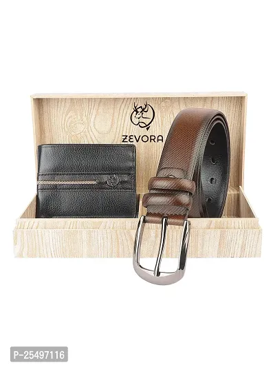 Zevora Men's Combo Pack of Wallet  Brown Belt Gift set(Pack Of 2)-thumb0