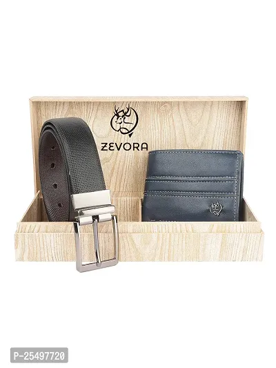 Zevora Men's Combo Pack of Wallet  Reversible  Belt Gift set(Pack Of 2)