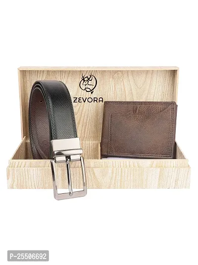 Zevora Men's Combo Pack of Wallet  Reversible Belt Gift set(Pack Of 2)-thumb0