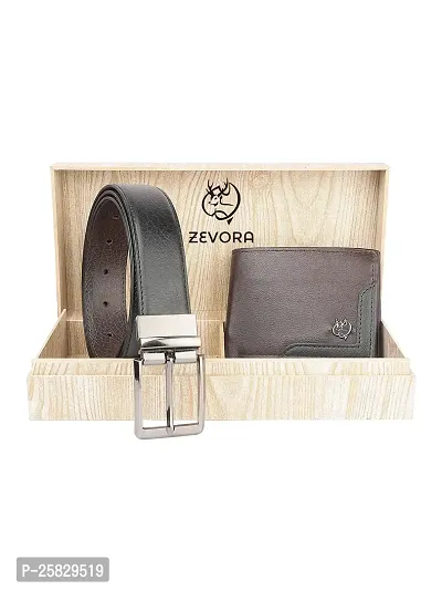 Zevora Men's Combo Pack of Wallet  Reversible Belt Gift set(Pack Of 2)