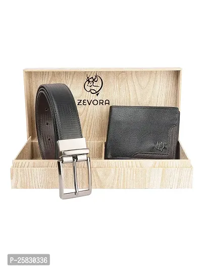 Zevora Men's Combo Pack of Wallet  Reversible Belt Gift set(Pack Of 2)