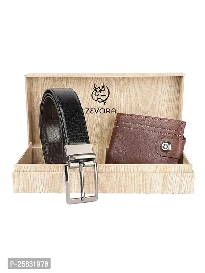 Zevora Men's Combo Pack of Wallet  Reversible Belt Gift set(Pack Of 2)-thumb0