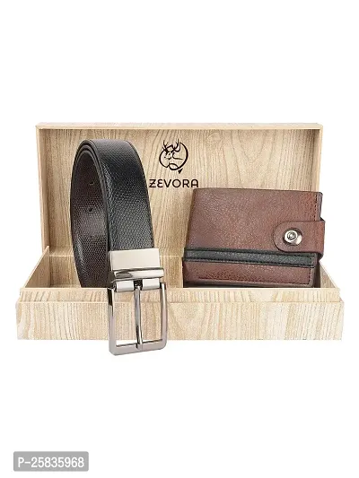 Zevora Men's Combo Pack of Wallet  Reversible Belt Gift set(Pack Of 2)-thumb0