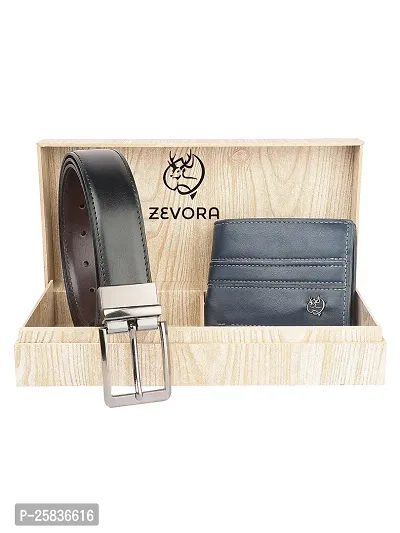 Zevora Men's Combo Pack of Wallet  Reversible Belt Gift set(Pack Of 2)-thumb0