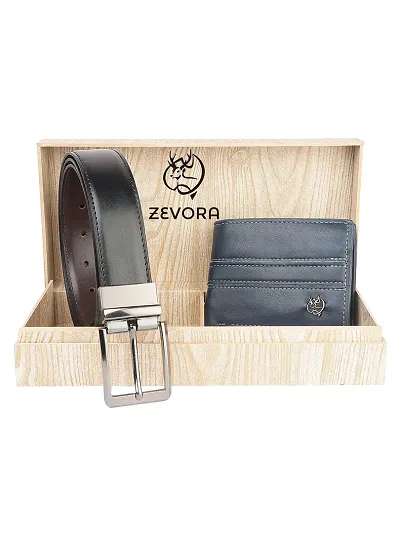 Zevora Mens Combo Pack of Wallet Reversible Belt Gift set(Pack Of 2)