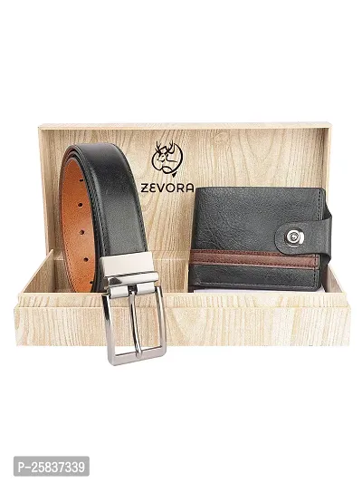 Zevora Men's Combo Pack of Wallet  Reversible Belt Gift set(Pack Of 2)-thumb0