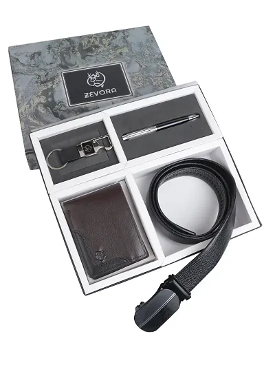 Zevora Men Belt,  Pen,  Wallet, Keyring Gift Combo(Pack Of 4)