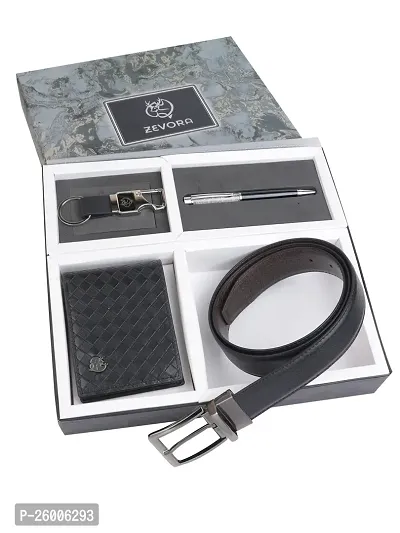 Zevora Men Belt,  Pen,  Wallet, Keyring Gift Combo(Pack Of 4)