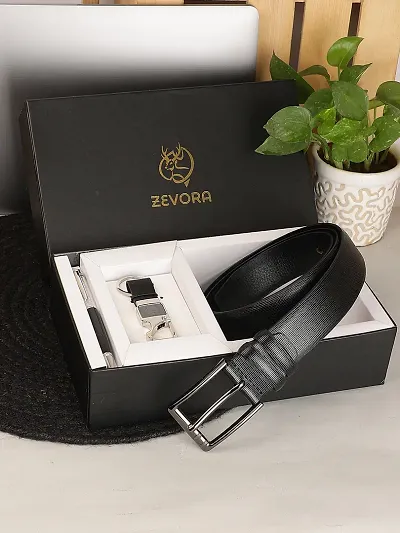 Zevora Men Belt,  Pen, Keyring Gift Combo(Pack Of 3)