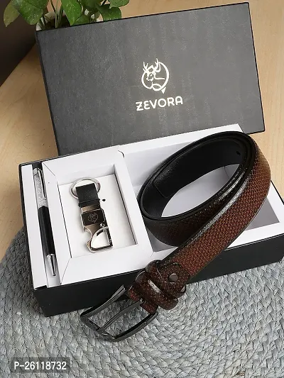 Zevora Men Belt,  Pen,  , Keyring Gift Combo(Pack Of 3)-thumb0