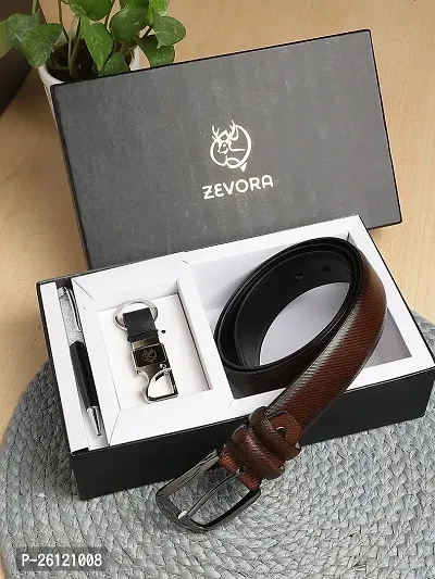 Zevora Men Belt,  Pen,  , Keyring Gift Combo(Pack Of 3)