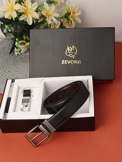 Zevora Men Belt,  Pen,  , Keyring Gift Combo(Pack Of 3)