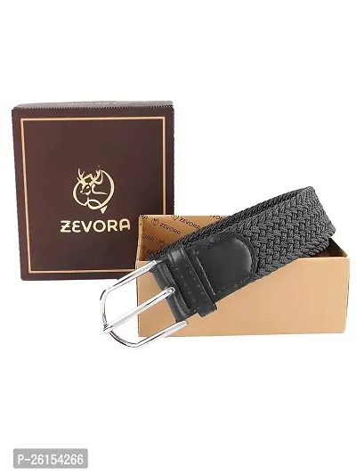 ZEVORA Stretchable Braided Woven Fabric Belt for Men and Women, Fits on upto 40 inch waist size-thumb0