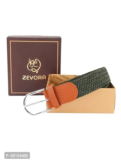 ZEVORA Stretchable Braided Woven Fabric Belt for Men and Women, Fits on upto 40 inch waist size