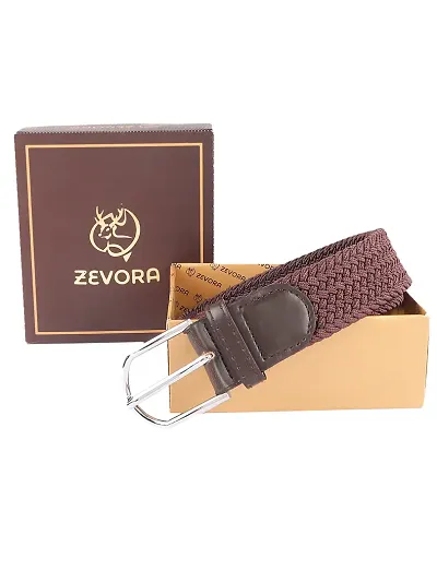 ZEVORA Stretchable Braided Woven Fabric Belt for Men and Women, Fits on upto 40 inch waist size