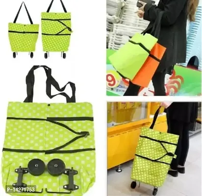 Foldable Shopping Trolley Bag with Wheels Folding Travel Luggage Bag Grocery Shopping Trolley Carry Bag (Multi Color)