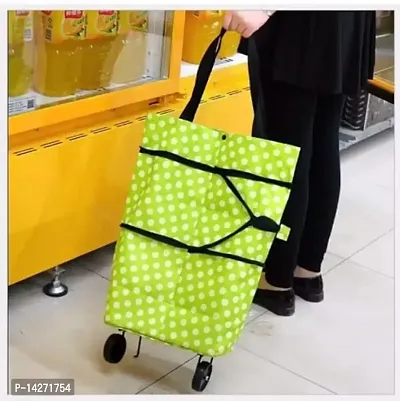 Shopping Trolley Bag with Wheels Folding Travel Luggage Bag/Vegetable Grocery Shopping Trolley Carry Bag (Multi Color)-thumb0