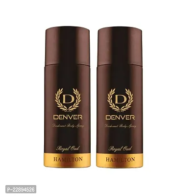 DENVER Royal Oud Deodorant Body Spray for Men (150ML) Pack of 2 | Long Lasting Body Spray for Men
