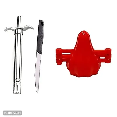 Stainless Steel Gas Lighter With Knife  Plastic Modak Mould Sancha Maker (Multicolour).2 Pcs