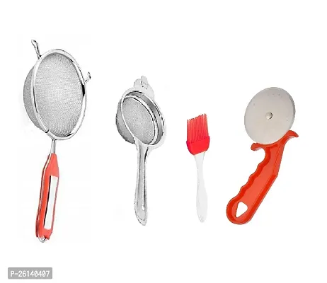 4 No Soup-Tea-M Oil Brush-Red Pizza Cutter Stainless Steel Strainers And Sieves-thumb0