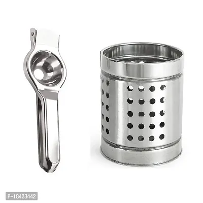 Stainless Steel Lemon Squeezer With Stainless Steel Cutlery Holder.2 Pcs-thumb0