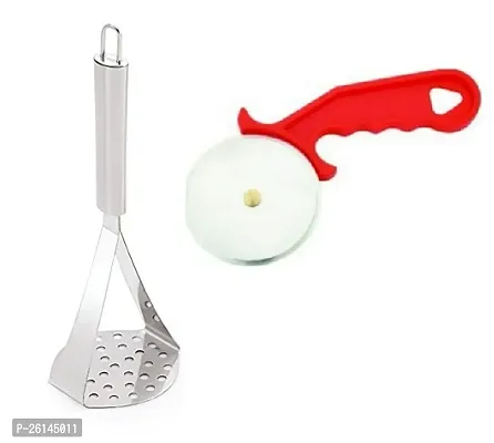 Ss Masher-Plastic Pizza Cutter Stainless Steel Pressers And Mashers