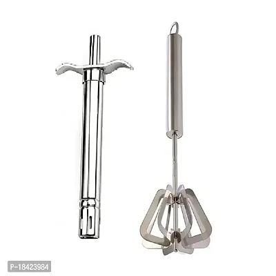 Stainless Steel Gas Lighter  Stainless Steel Power Free Hand Blender Mathani Ravai.2 Pcs-thumb0