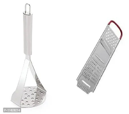 Stainless Steel Potato Vegetable Pav Bhaji Big Masher  Red Handle Chipser(Pack of 2 Pcs) S1