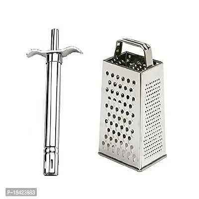 Stainless Steel Gas Lighter  Stainless Steel 5 in 1 Grater and Slicer with 4 Sides for Cheese Vegetables Ginger Garlic.2 Pcs-thumb0