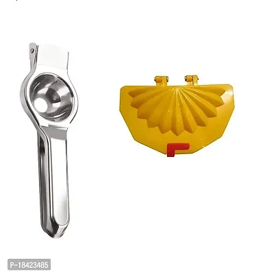 Stainless Steel Lemon Squeezer  Plastic Gujiya Mould Sancha Maker (Multicolour).2 Pcs-thumb0