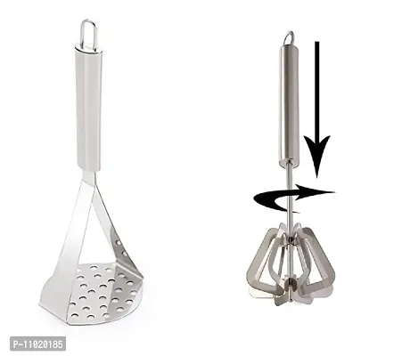 Stainless Steel Potato Vegetable Pav Bhaji Big Masher  Stainless Steel Rai.(Pack of 2 Pcs) S1