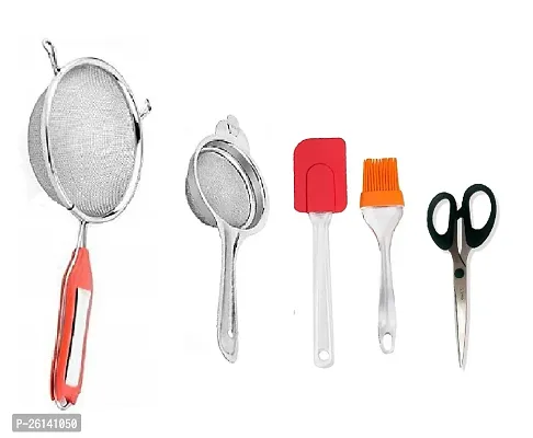 5 No Soup-Tea-B Spatula Set-Mini Scissors Stainless Steel Strainers And Sieves