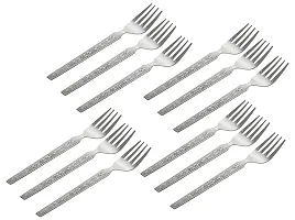 Stainless Steel Dinner Forks with Square Edge, Set of 12 (Silver)-thumb1