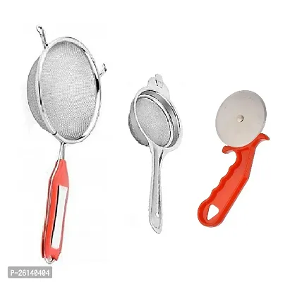 5 No Soup-Tea-Red Pizza Cutter Stainless Steel Strainers And Sieves