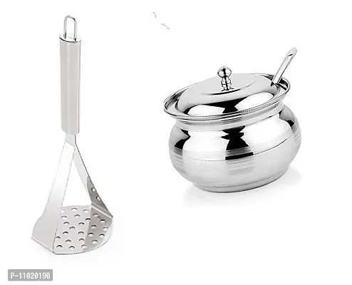 Stainless Steel Potato Vegetable Pav Bhaji Big Masher  Stainless Steel Ghee Pot.(Pack of 2 Pcs) S1