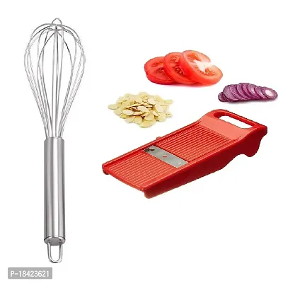 Stainless Steel Egg Beater  Plastic Easy Plus Slicer Red.2 Pcs