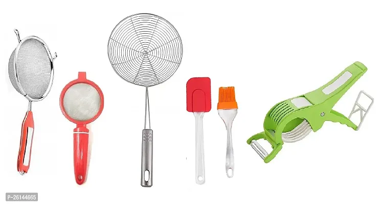 4 No Soup-Plastic Tea Strainer-Jhara-B Spatula Set-Bhindi Cutter Stainless Steel Strainers And Sieves-thumb0