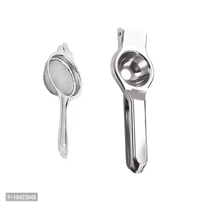 Stainless Steel Tea Strainer With Stainless Steel Lemon Squazer.2 Pcs-thumb0