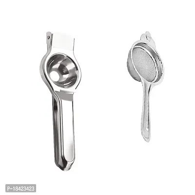 Stainless Steel Lemon Squeezer With Stainless Steel Tea Strainer.2 Pcs-thumb0