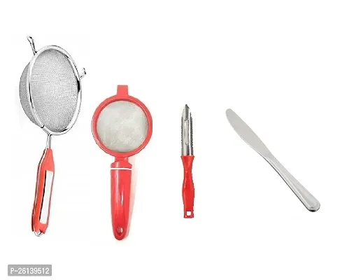 4 No Soup-Plastic Tea-Peeler-Butter Knife Stainless Steel Strainers And Sieves