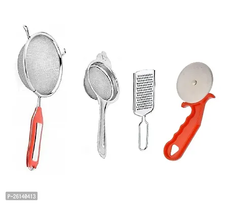 4 No Soup-Tea-Kamani-Red Pizza Cutter Stainless Steel Strainers And Sieves-thumb0